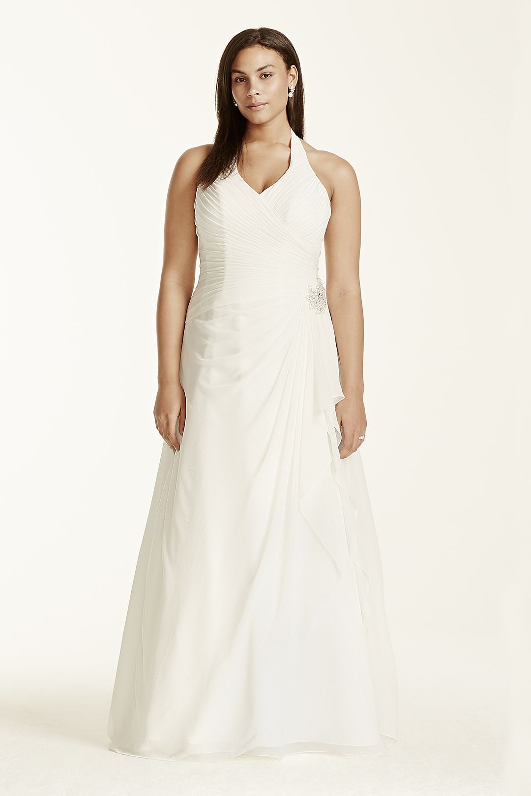 Chiffon Halter Plus Size Wedding Dress As-Is Image 2