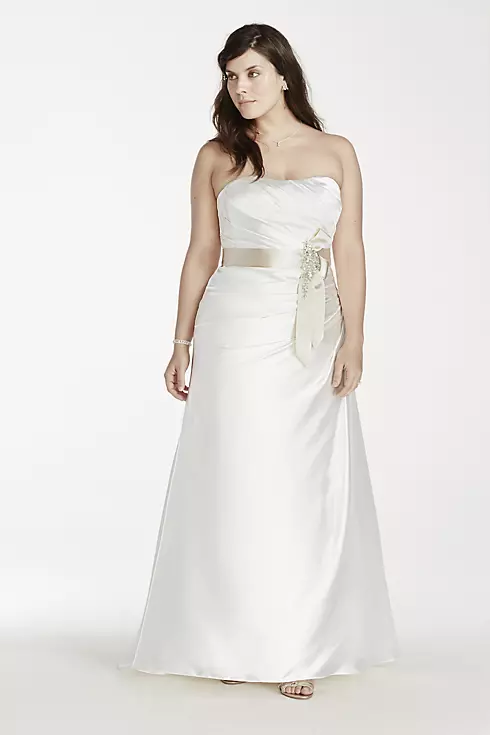 Strapless Charmeuse A-Line Plus Size Wedding Dress Image 1