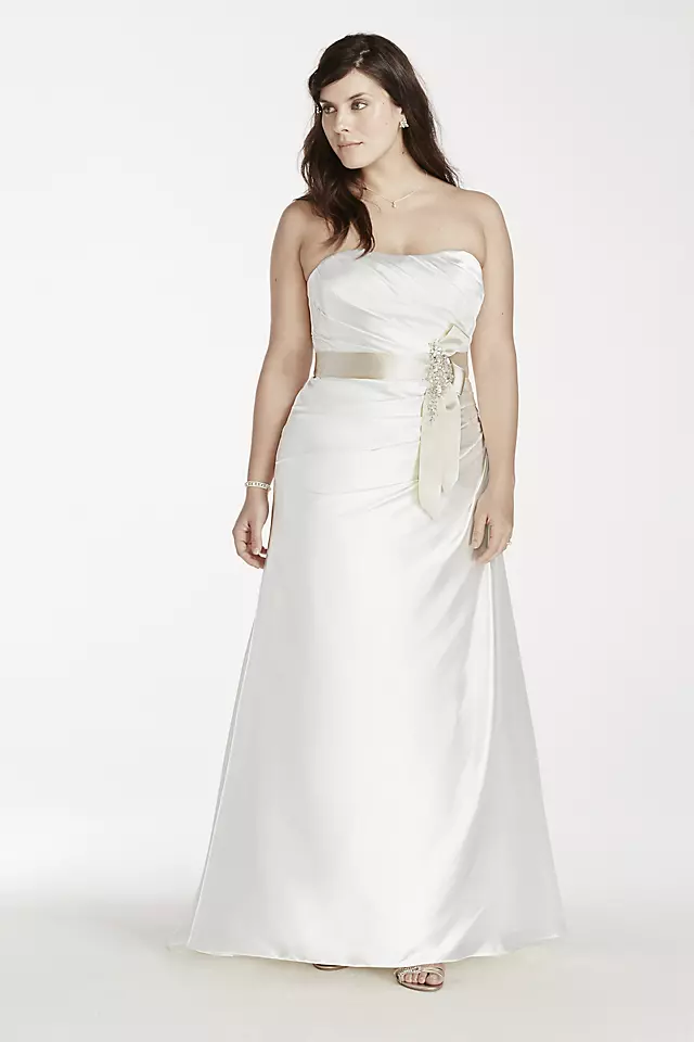 Strapless Charmeuse A-Line Plus Size Wedding Dress Image