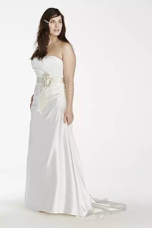 Strapless Charmeuse A-Line Plus Size Wedding Dress Image 3