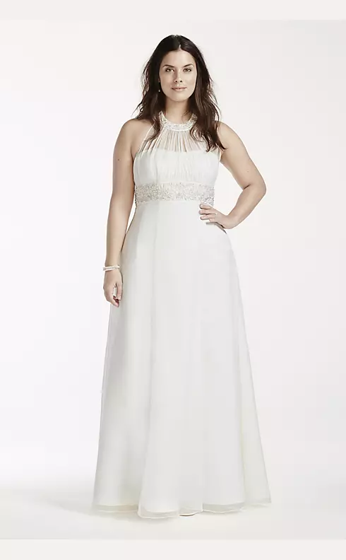 As-Is High Neck Halter  Plus Size Wedding Dress Image 1