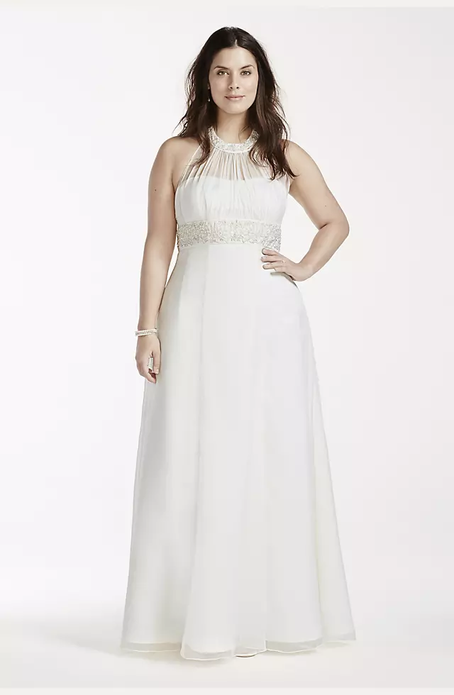 As-Is High Neck Halter  Plus Size Wedding Dress Image