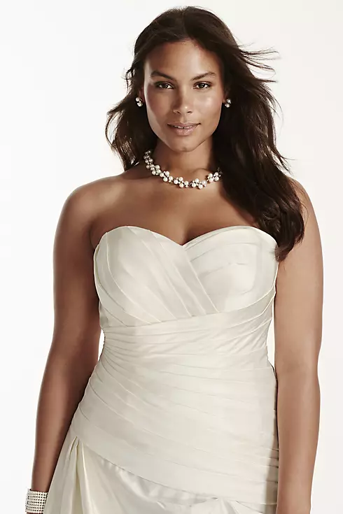 Satin Ruched Drop Waist Plus Size Wedding Dress  Image 3