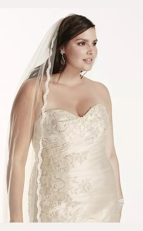Satin Plus Size Wedding Dress with Lace Applique Image 3