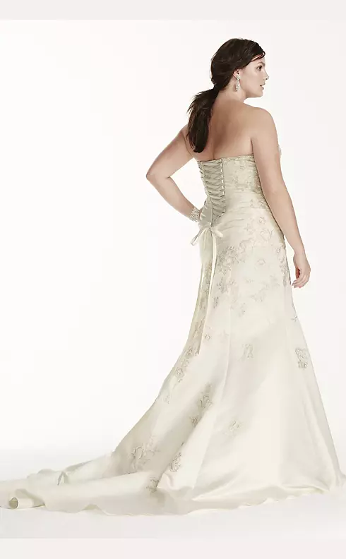 Satin Plus Size Wedding Dress with Lace Applique Image 2
