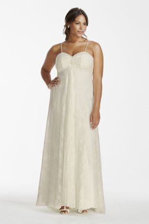 spaghetti strap empire waist wedding dress