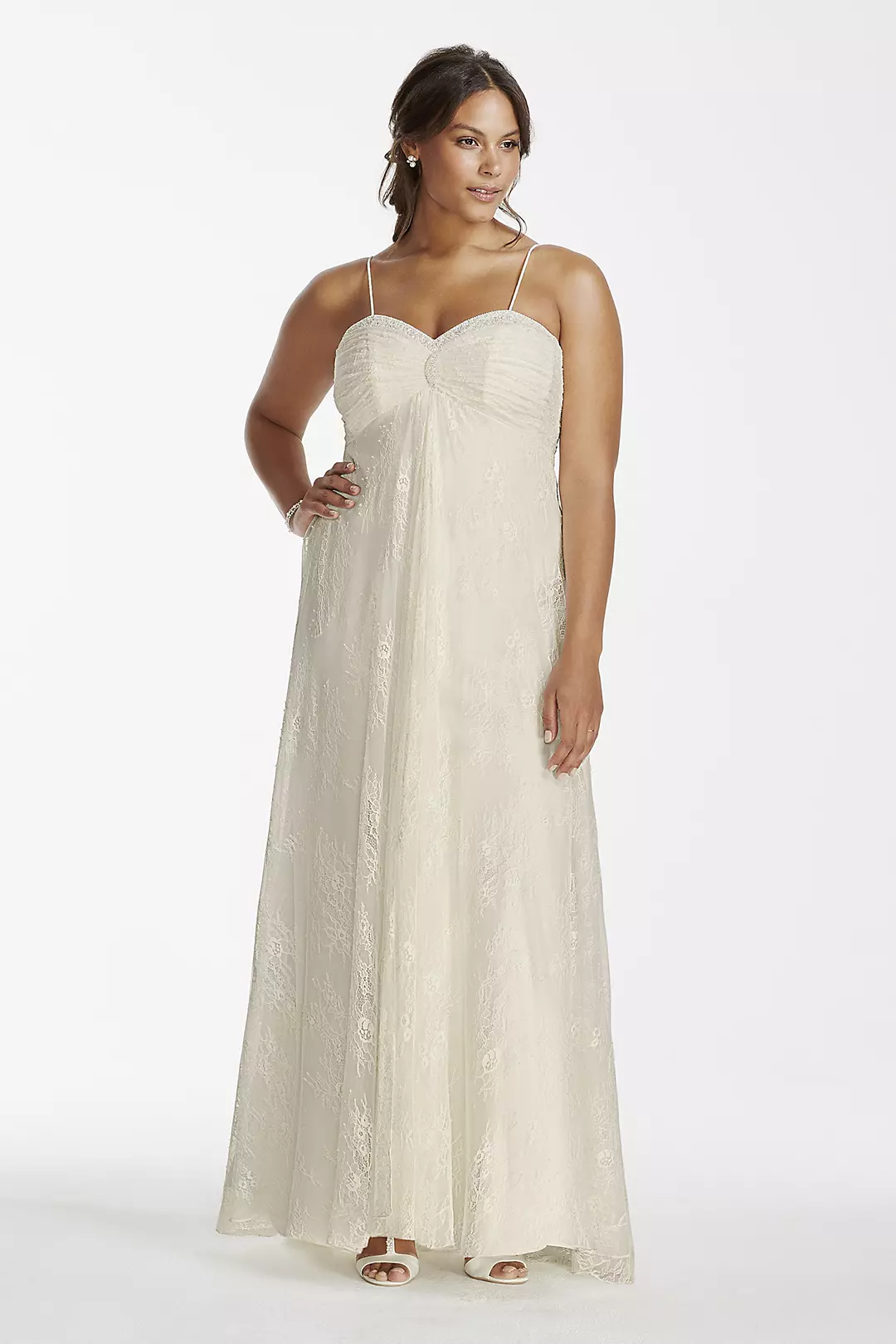 As-Is Spaghetti Strap Lace Plus Size Wedding Dress Image