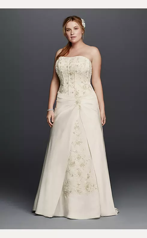 Satin A-line Plus Size Wedding Dress with Corset Image 1