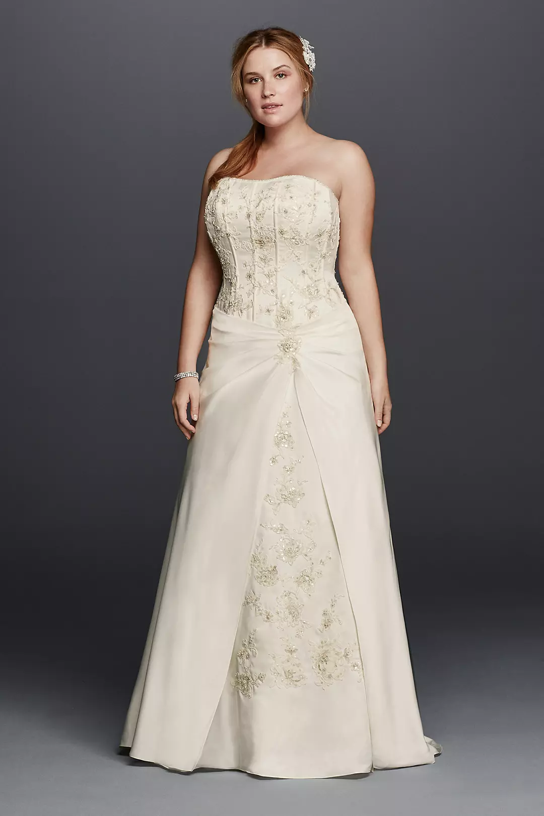 Satin A-line Plus Size Wedding Dress with Corset Image
