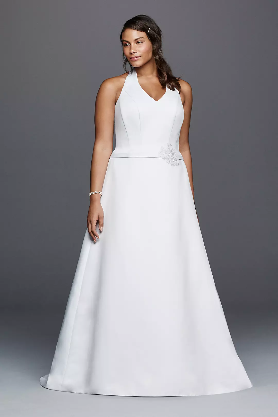 As-Is Halter V-neck Plus Size Wedding Dress Image