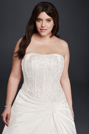 draped strapless plus line dress