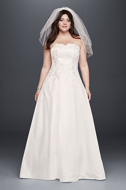 As-Is Satin A-Line Plus Size Wedding Dress Image 1