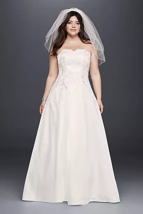 As-Is Appliqued Satin Plus Size Wedding Dress Image 1