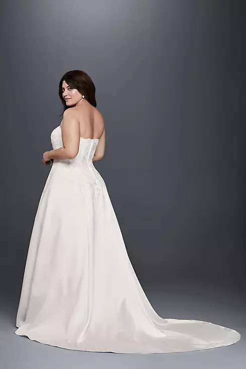 As-Is Appliqued Satin Plus Size Wedding Dress Image 2