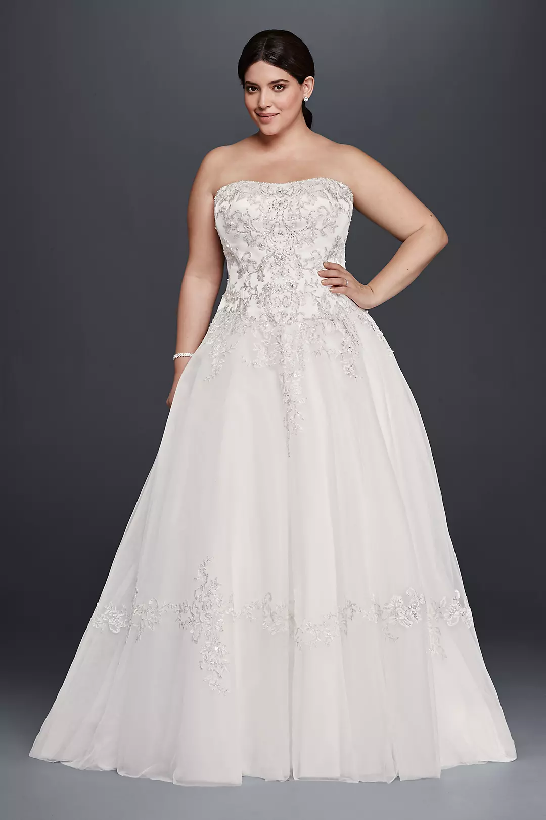 Tulle Plus Size Wedding Dress with Lace Appliques Image