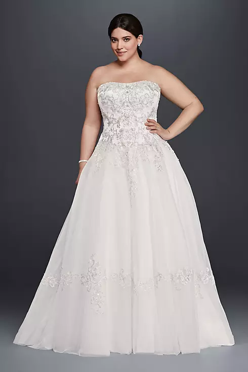 Tulle Plus Size Wedding Dress with Lace Appliques Image 1