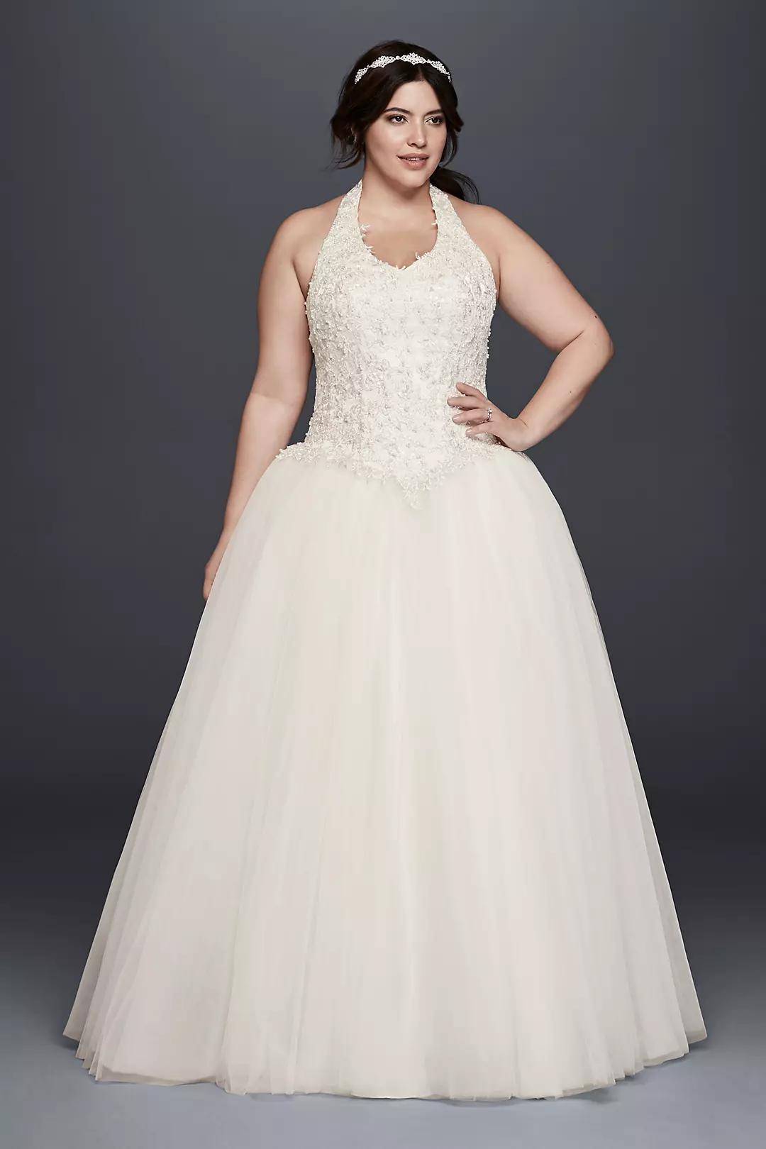 Basque Waist Plus Size Ball Gown Wedding Dress Image