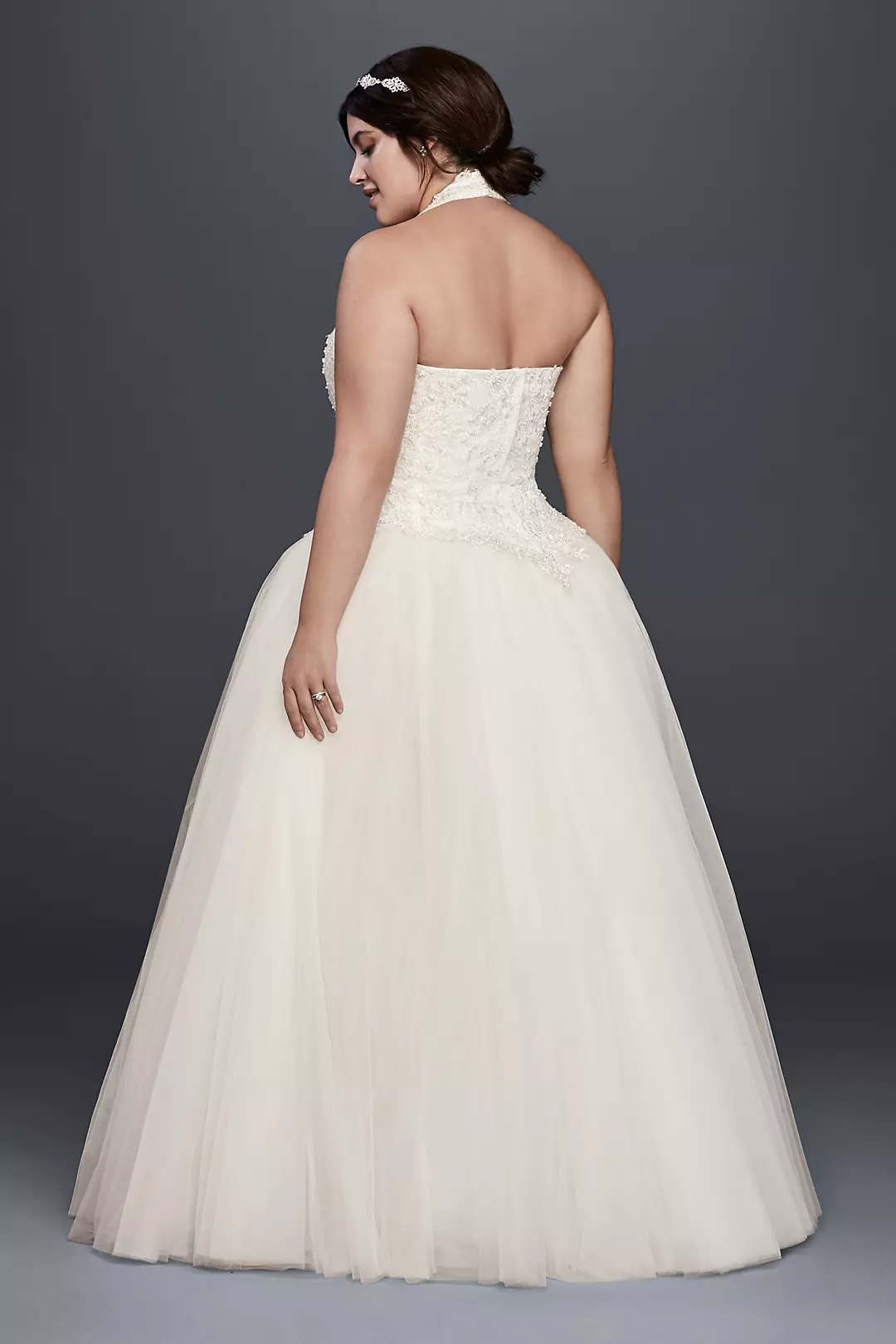 Basque Waist Plus Size Ball Gown Wedding Dress Image 2
