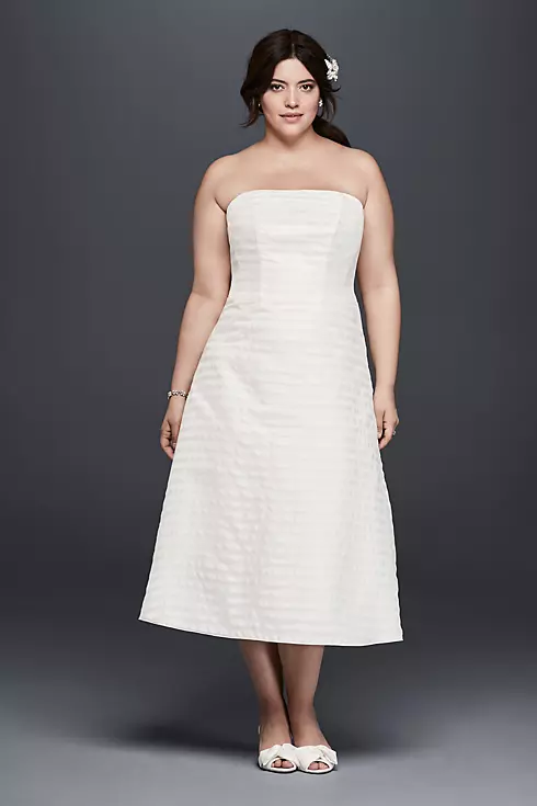 As-Is Striped Organza Plus Size Wedding Dress Image 1