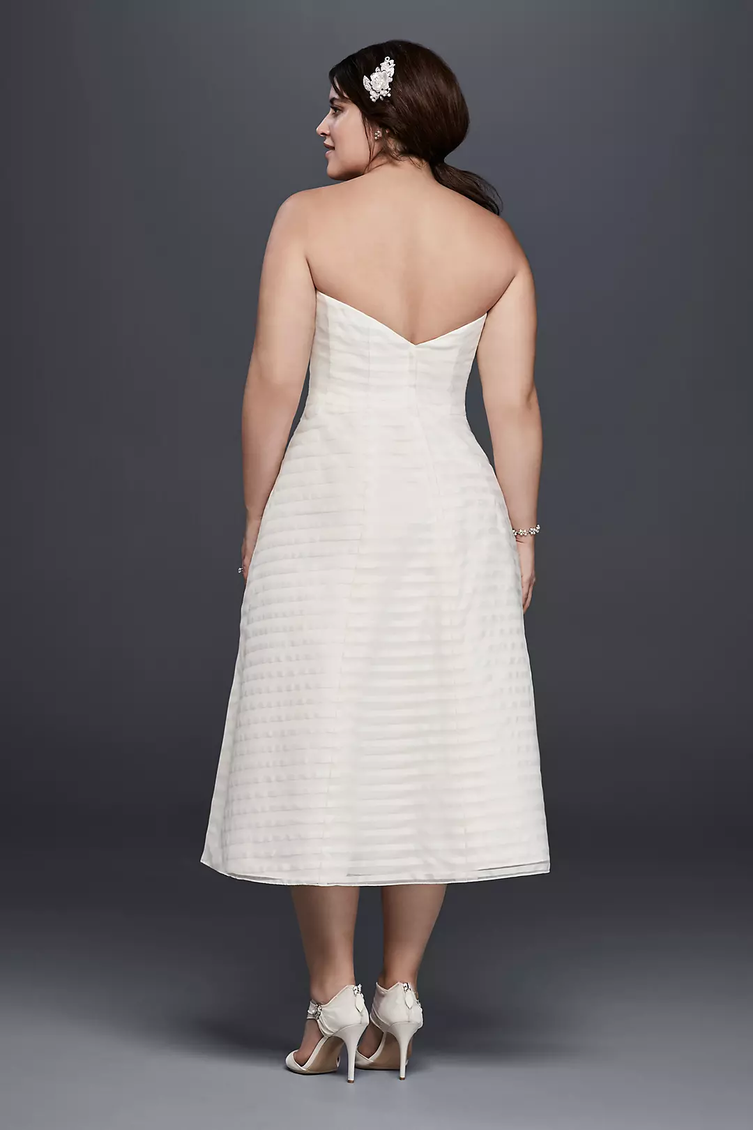 As-Is Striped Organza Plus Size Wedding Dress Image 2