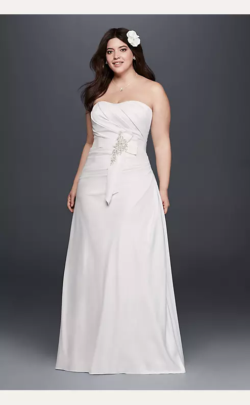 As-Is Plus Size Ruched Wedding Dress with Bow Image 1