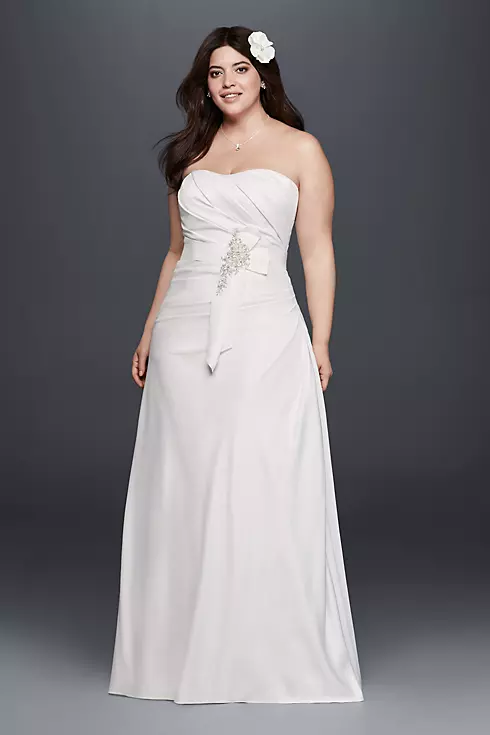Plus Size Ruched Wedding Dress with Bow at Hip Image 1