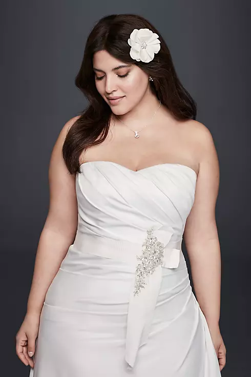 As-Is Plus Size Ruched Wedding Dress with Bow Image 3