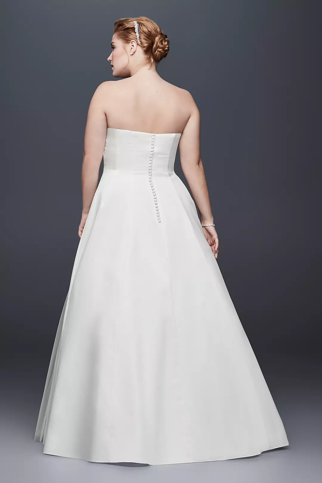 Satin Plus Size A-Line Wedding Dress with Applique Image 2