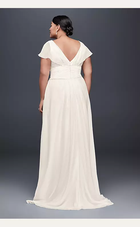 Flutter-Sleeve Chiffon Plus Size Wedding Dress Image 2