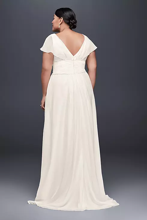Flutter-Sleeve Chiffon Plus Size Wedding Dress Image 2