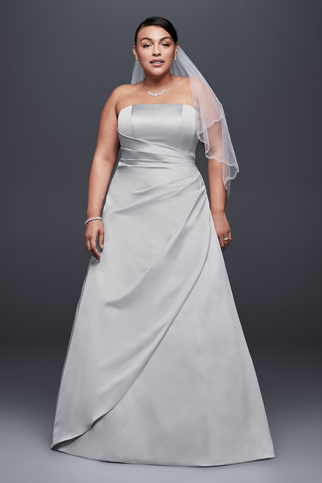 As-Is Draped Satin Plus Size A-Line Wedding Dress  Image
