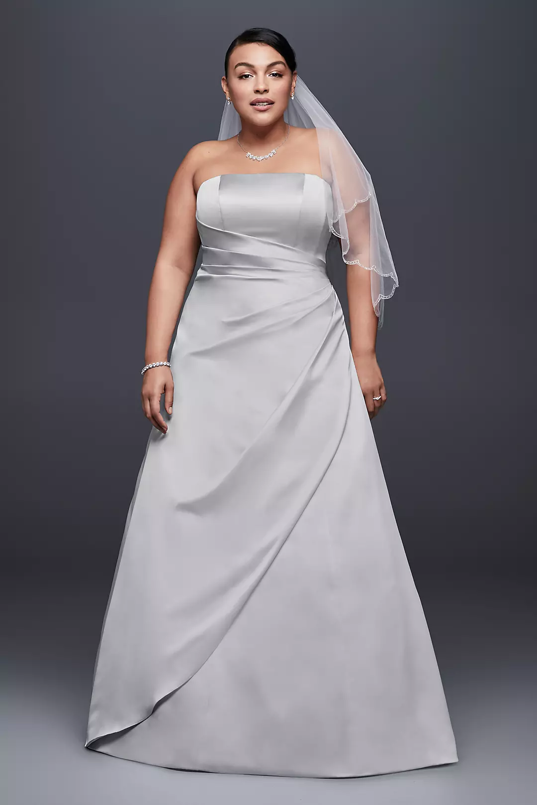 Draped Satin Plus Size A-Line Wedding Dress  Image