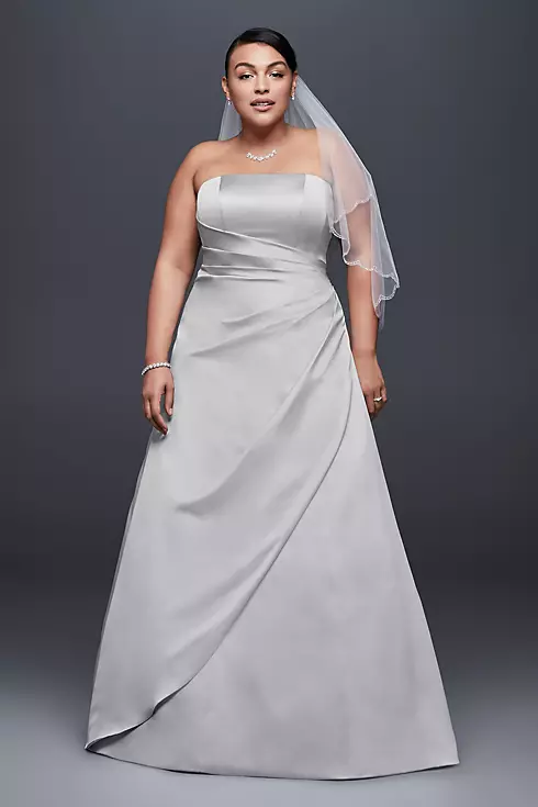 Draped Satin Plus Size A-Line Wedding Dress  Image 1
