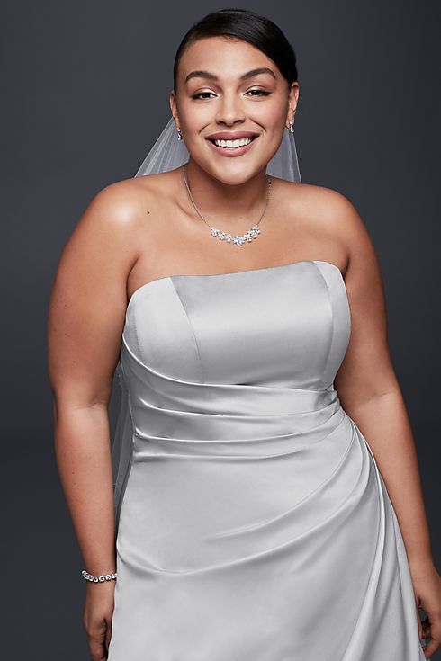 As-Is Draped Satin Plus Size A-Line Wedding Dress  Image 3