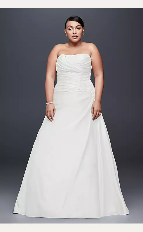 Draped Satin Plus Size Wedding Dress with Beading Image 1