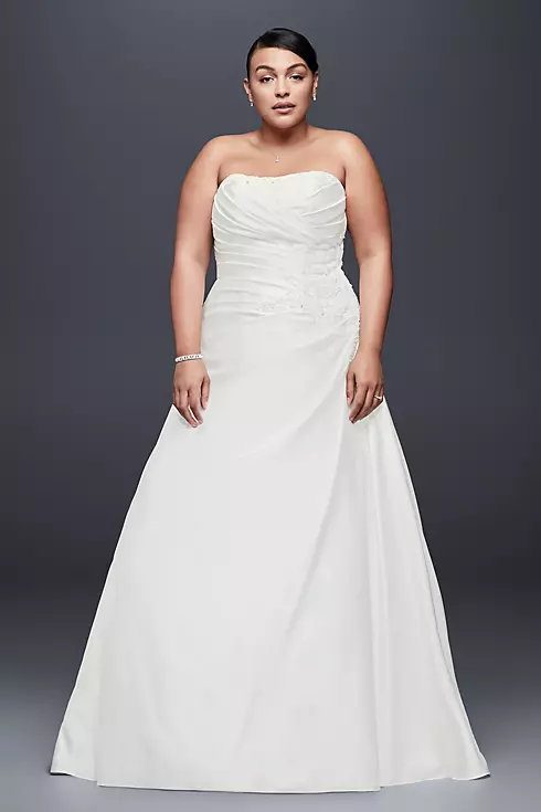 Draped Satin Plus Size Wedding Dress with Beading Image 1