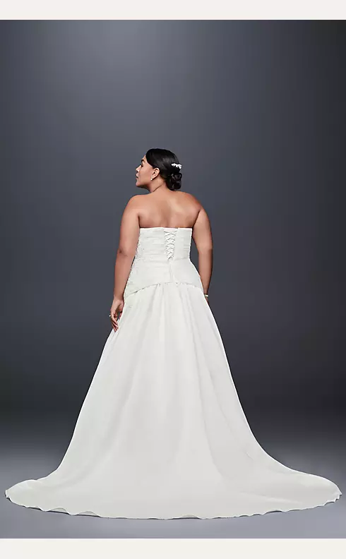 Draped Satin Plus Size Wedding Dress with Beading Image 2