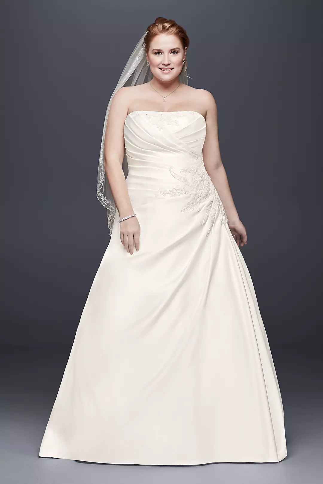 Draped and Beaded Plus Size A-Line Wedding Dress  Image