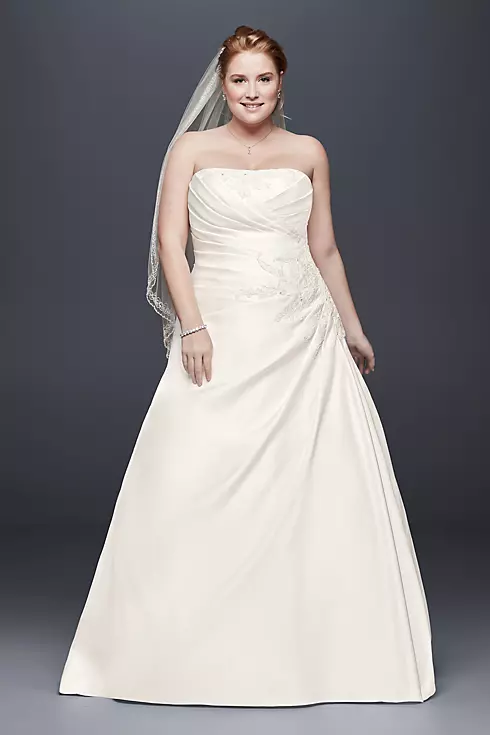 Draped and Beaded Plus Size A-Line Wedding Dress  Image 1