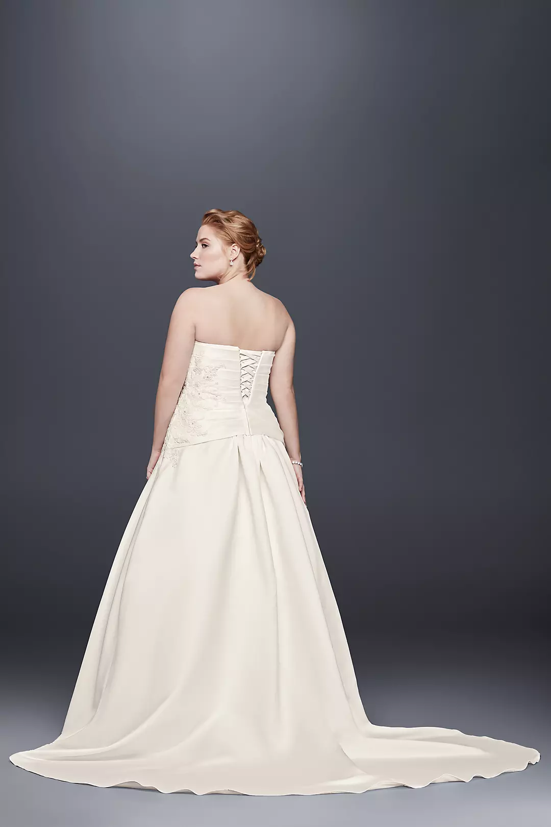 Draped and Beaded Plus Size A-Line Wedding Dress  Image 2