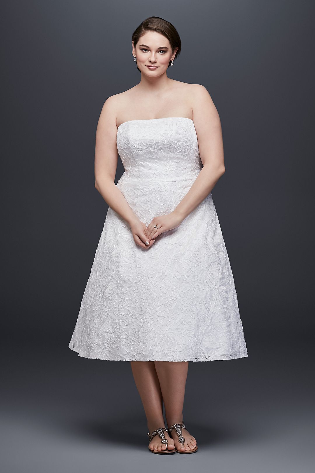 Soutache Lace Tea-Length Wedding Dress Image