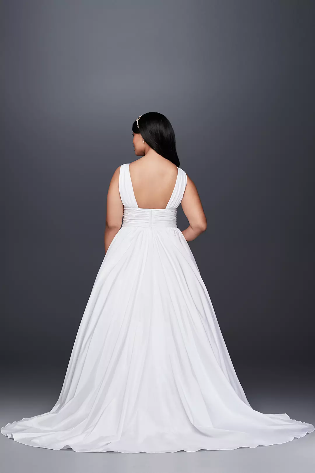 High-Neck Taffeta Plus Size Wedding Ball Gown Image 2