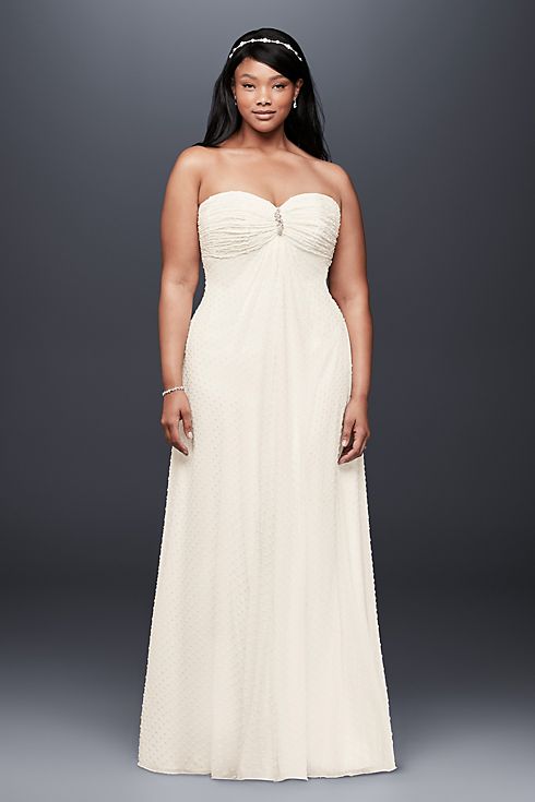Dotted Chiffon Plus Size Wedding Dress Image