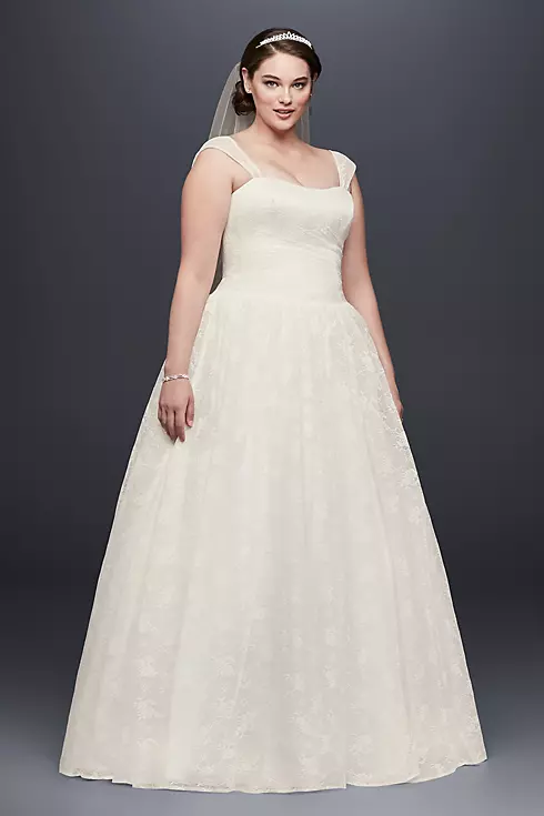 Sheer Cap Sleeve Allover Lace Ball Gown  Image 1