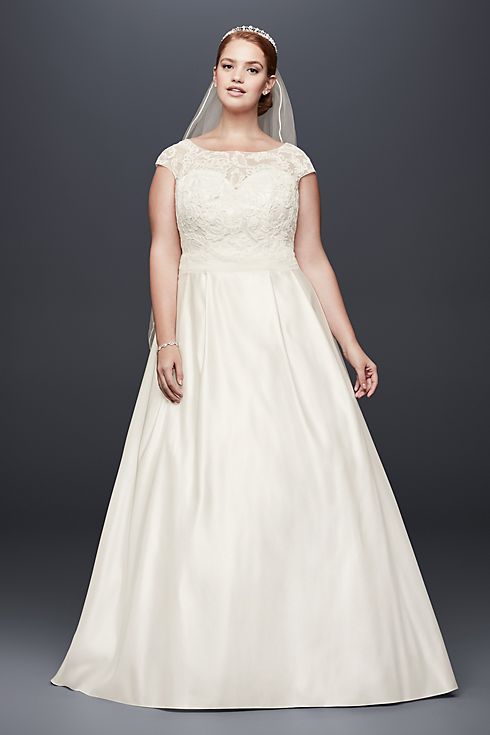 Appliqued Cap Sleeve A-Line Wedding Dress Image 1