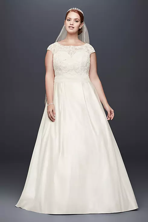 Appliqued Cap Sleeve A-Line Wedding Dress Image 1