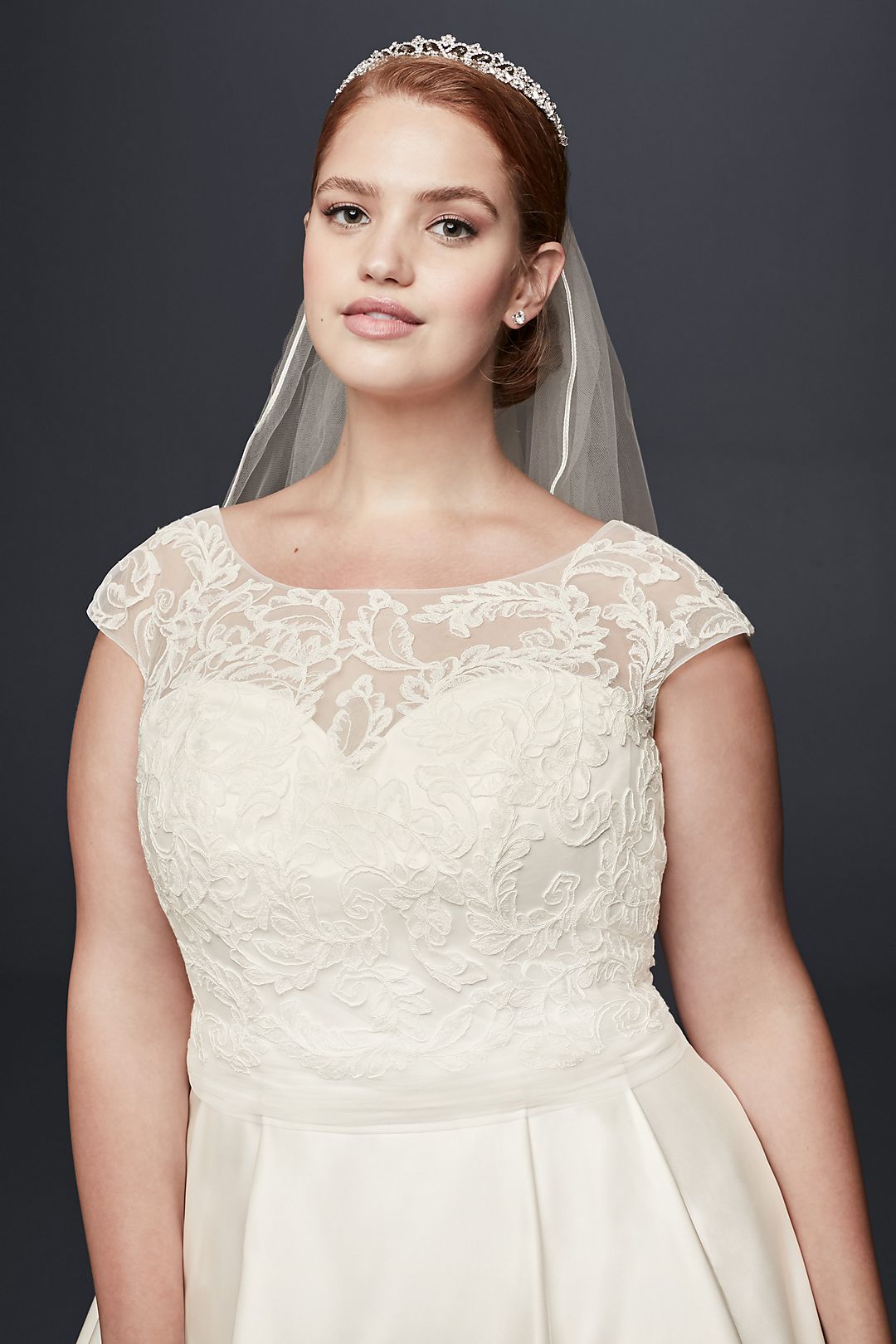 Appliqued Cap Sleeve A-Line Wedding Dress Image 3