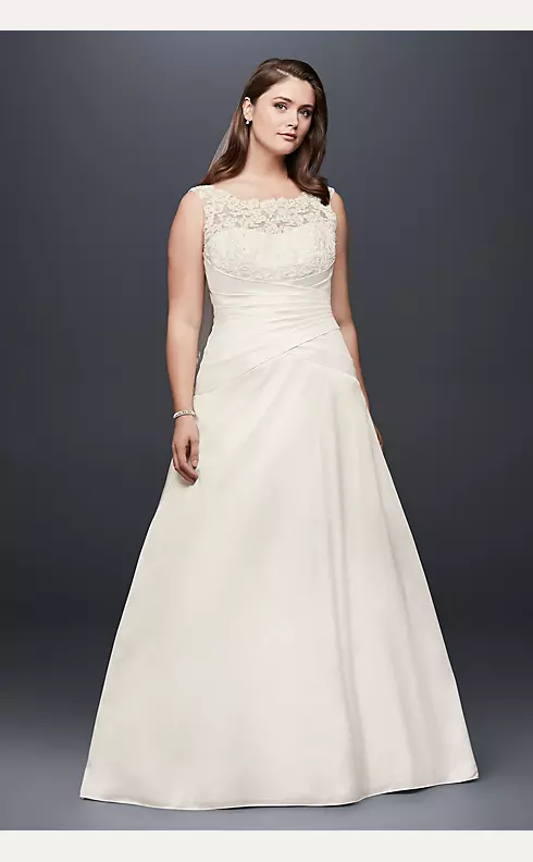 Illusion Lace and Taffeta Plus Size Wedding Dress Image 1