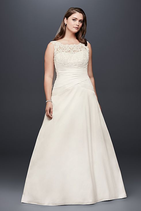 Illusion Lace and Taffeta Plus Size Wedding Dress Image