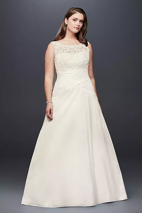 Illusion Lace and Taffeta Plus Size Wedding Dress Image 1